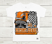 Load image into Gallery viewer, Orange & Black Checkered Teacher and Grades- All Sizes