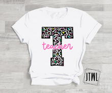Load image into Gallery viewer, Rainbow & Black Leopard Teacher and Grades- All Sizes