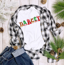 Load image into Gallery viewer, Custom Retro Christmas Name Tee- All Sizes