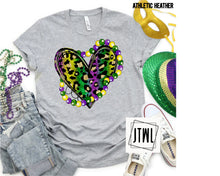 Load image into Gallery viewer, Mardi Gras Beaded Heart- Adult