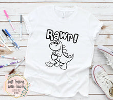 Load image into Gallery viewer, Rawr Coloring Tee- Toddler/Youth (INCLUDES MARKERS!!)