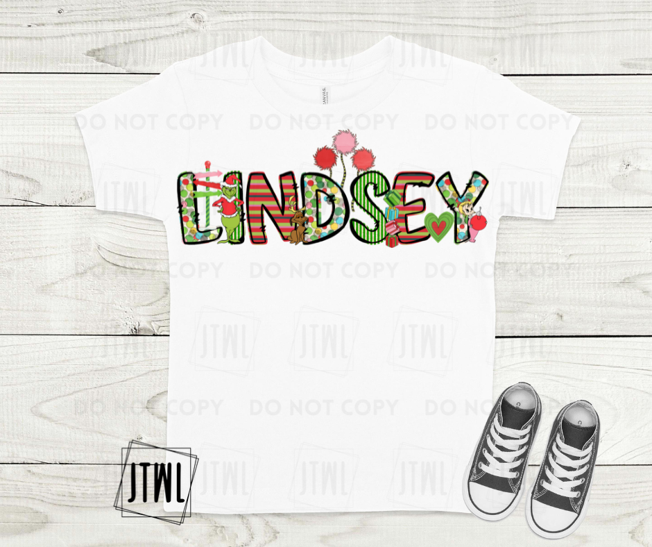 Custom Bright Grinch Name Tee- Infant/ Toddler/ Youth