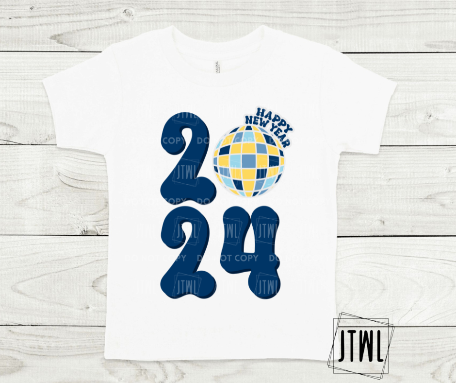 Happy New Year: Navy- All Sizes