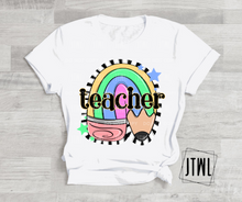 Load image into Gallery viewer, Teacher Neon Pencil Rainbow- Adult
