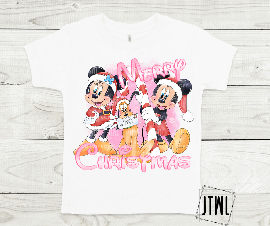 Merry Christmas Mouse Pink- All Sizes
