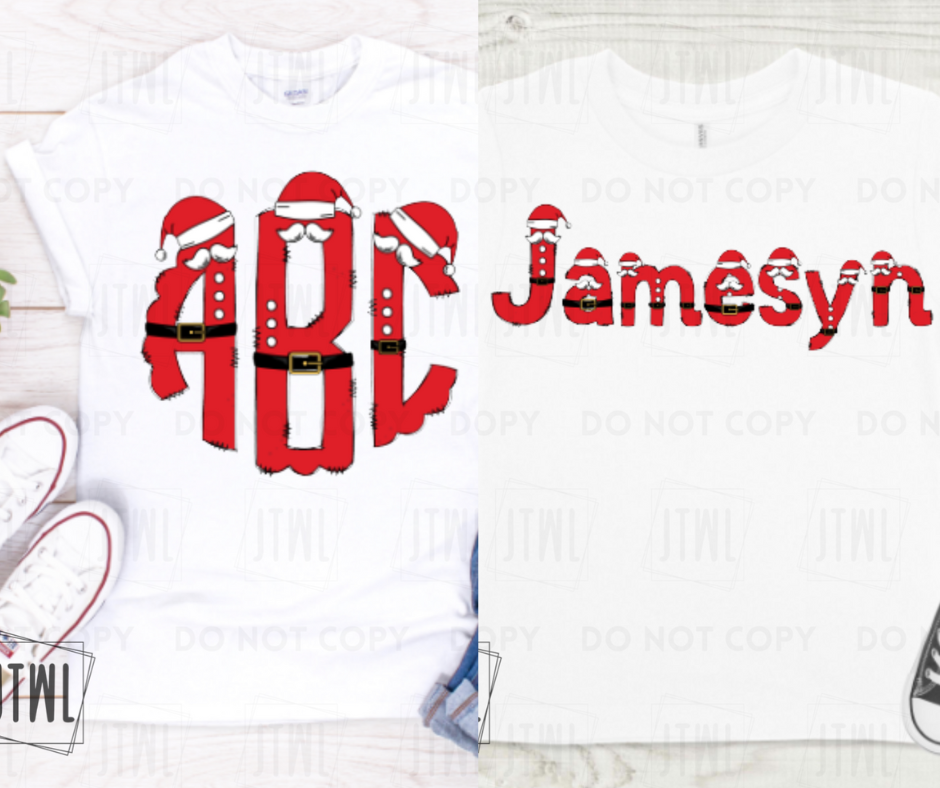 Custom Santa Name + Monogram Tees- All Sizes