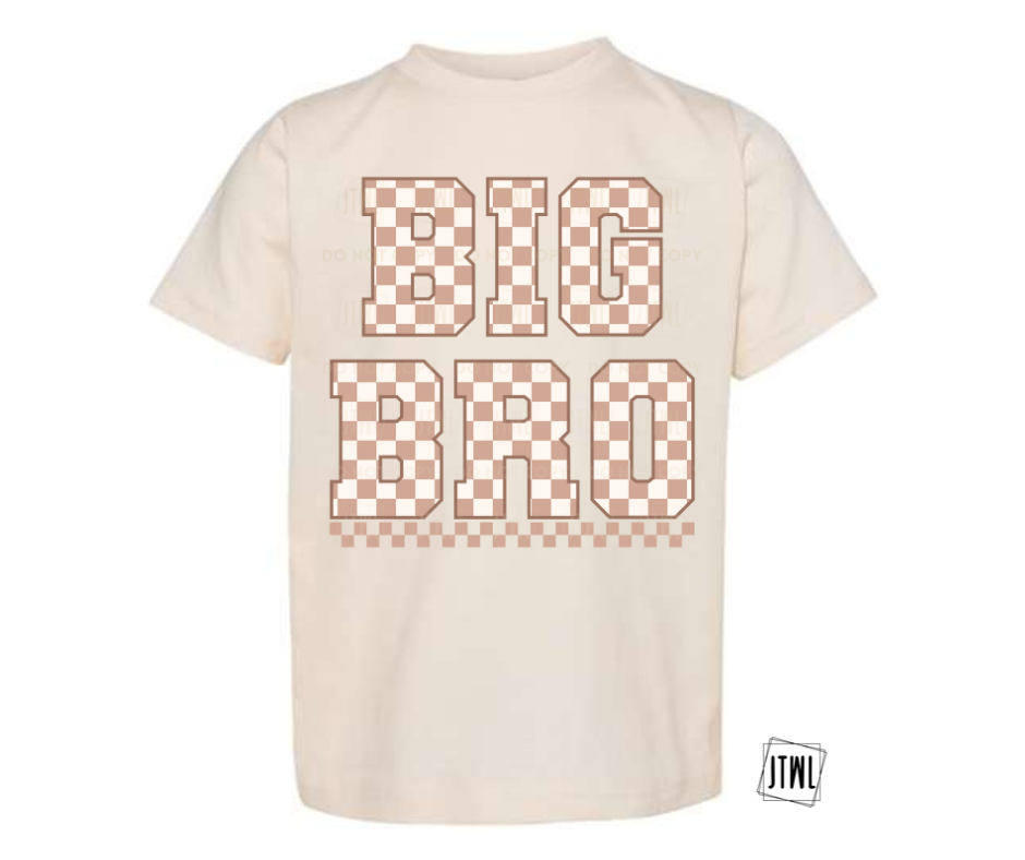 Checkered Name Tee: BIG BRO- All Sizes