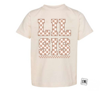 Load image into Gallery viewer, Checkered Name Tee: LIL SIS- All Sizes
