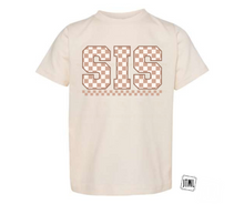 Load image into Gallery viewer, Checkered Name Tee: SIS- All Sizes
