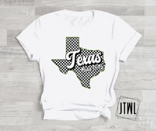 Load image into Gallery viewer, Checkered Texas- All Sizes: Choose Your Tee Color
