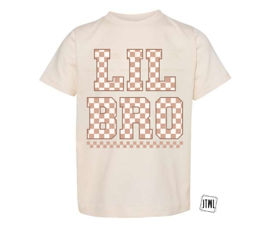 Checkered Tee: LIL BRO- All Sizes