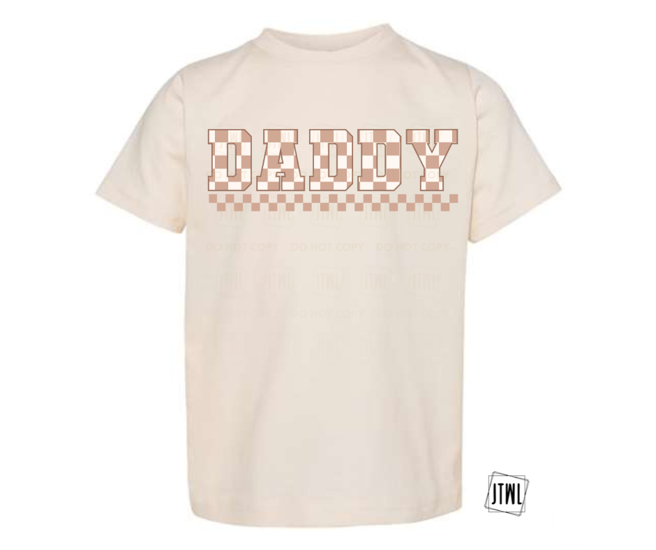 Checkered Name Tee: DADDY- Adult