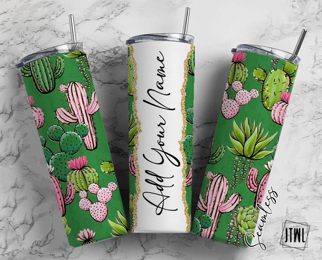 Custom 20 oz Green Cacti Tumbler