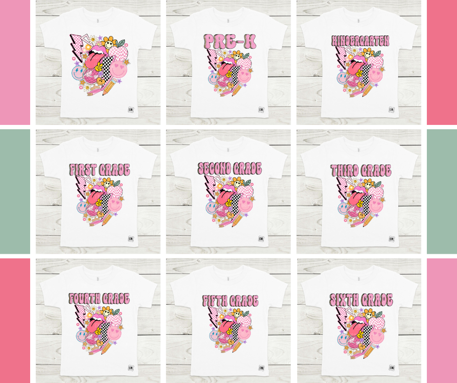 Retro Collage Teacher & Grades- All Sizes