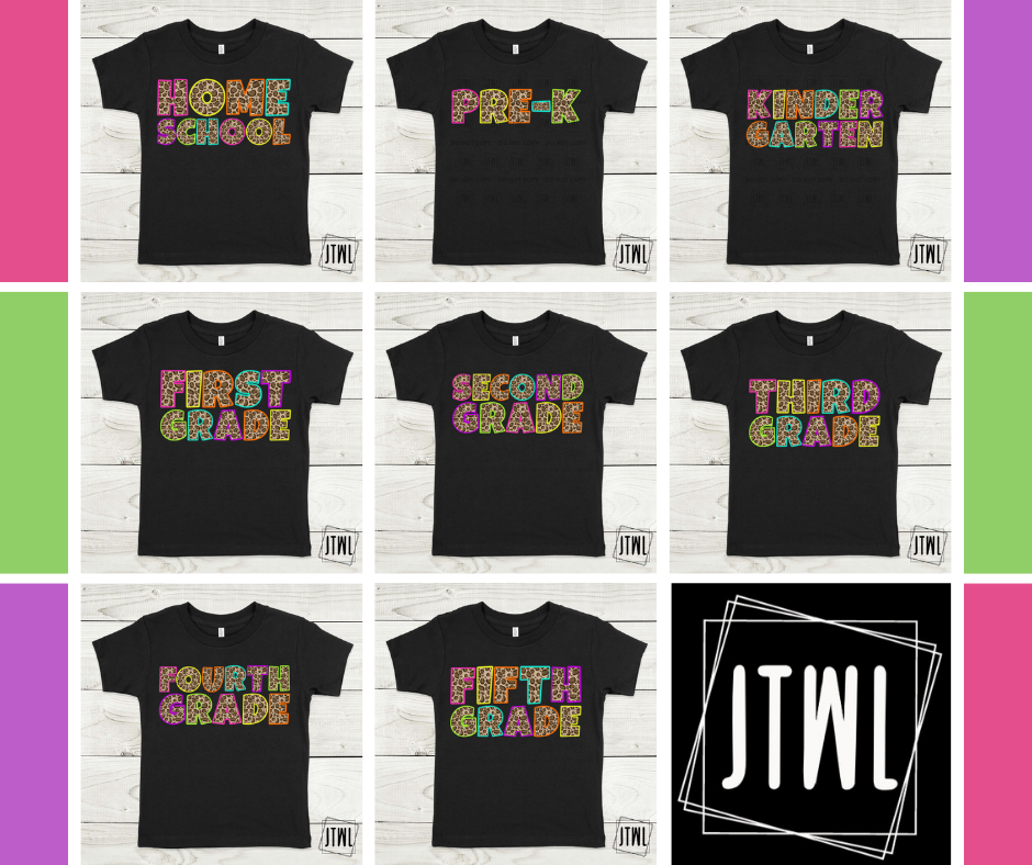 Rainbow Leopard Teacher & Grades- All Sizes