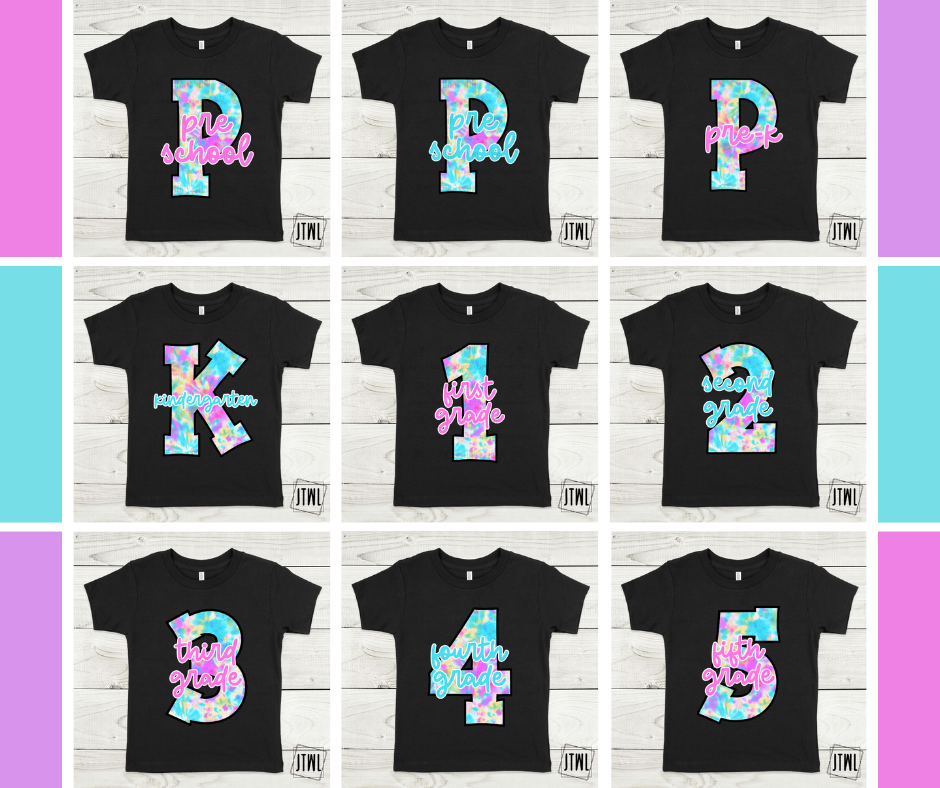 Pastel Tie Dye Grades & Teacher- All Sizes