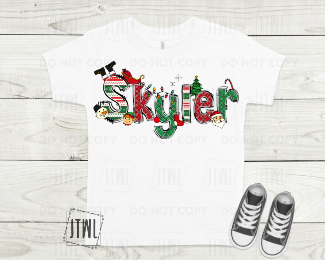 Custom Christmas Spirit Name Tee- Infant/ Toddler/ Youth
