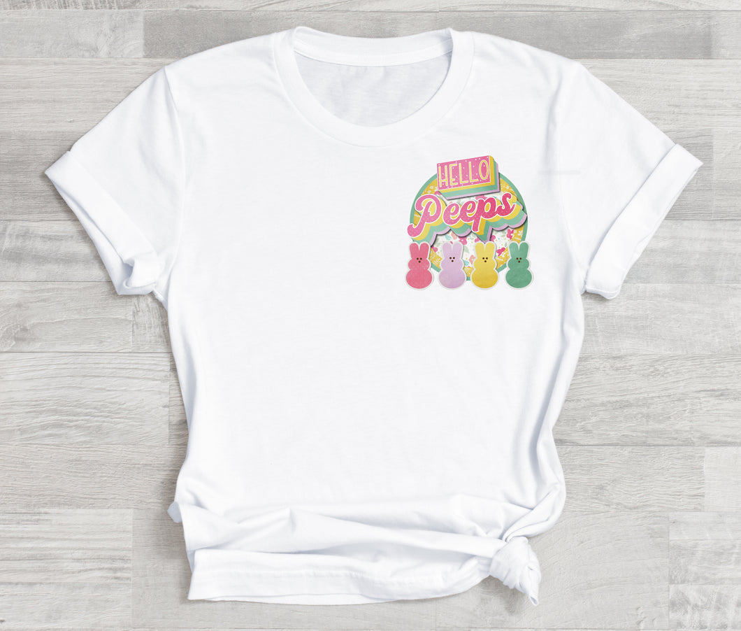 Hello Peeps Pocket- Adult  (choose your favorite color tee)