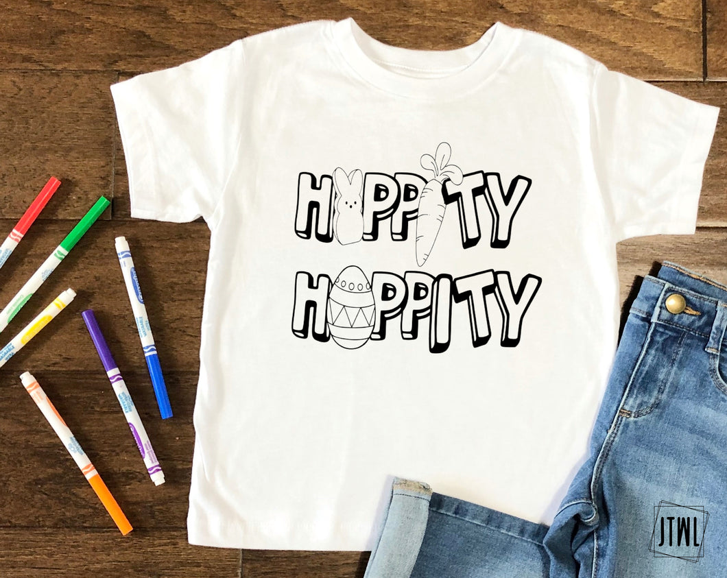 Hippity Hoppity Coloring Tee- Toddler/Youth
