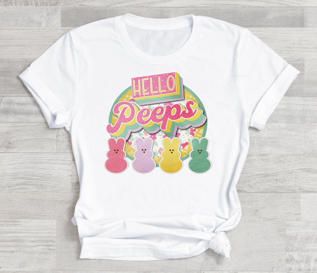 Hello Peeps- Adult  (choose your favorite color tee)
