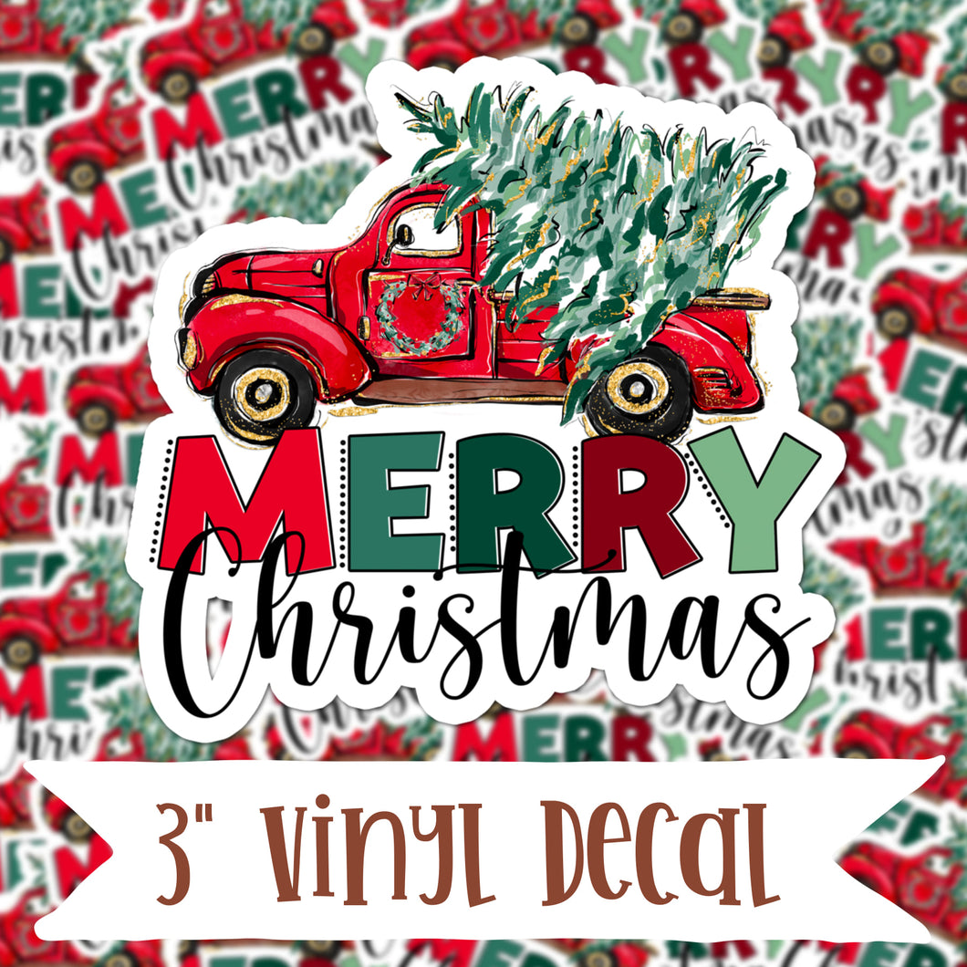 Merry Christmas Truck Vinyl Sticker Decal