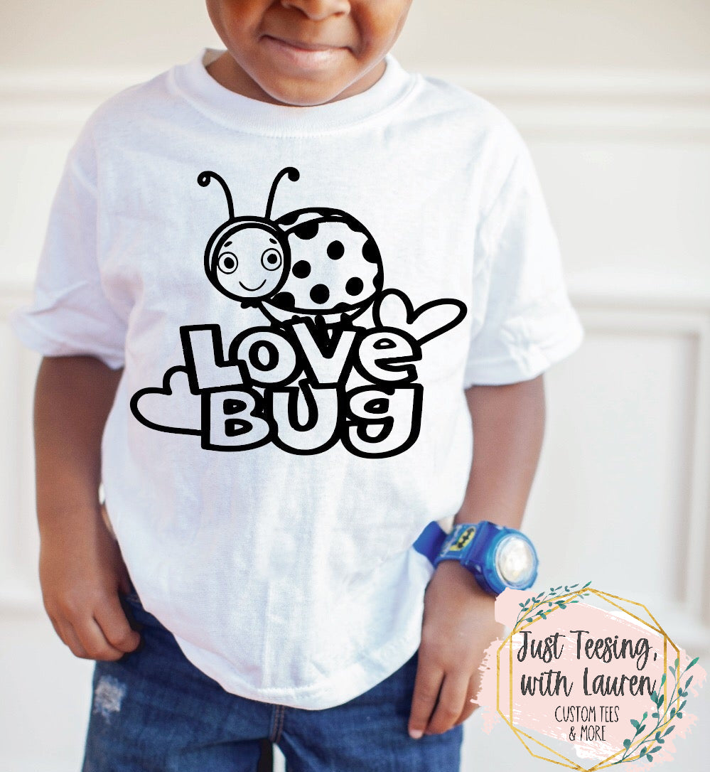 Love Bug Coloring Tee- Toddler/Youth (INCLUDES MARKERS!!)