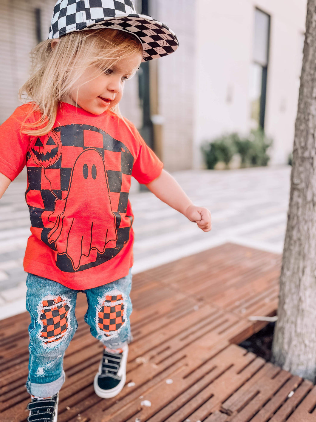 Checkered Ghost- Toddler/Youth