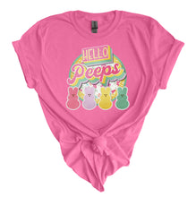 Load image into Gallery viewer, Hello Peeps- Adult  (choose your favorite color tee)
