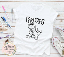 Load image into Gallery viewer, Rawr Coloring Tee- Toddler/Youth (INCLUDES MARKERS!!)
