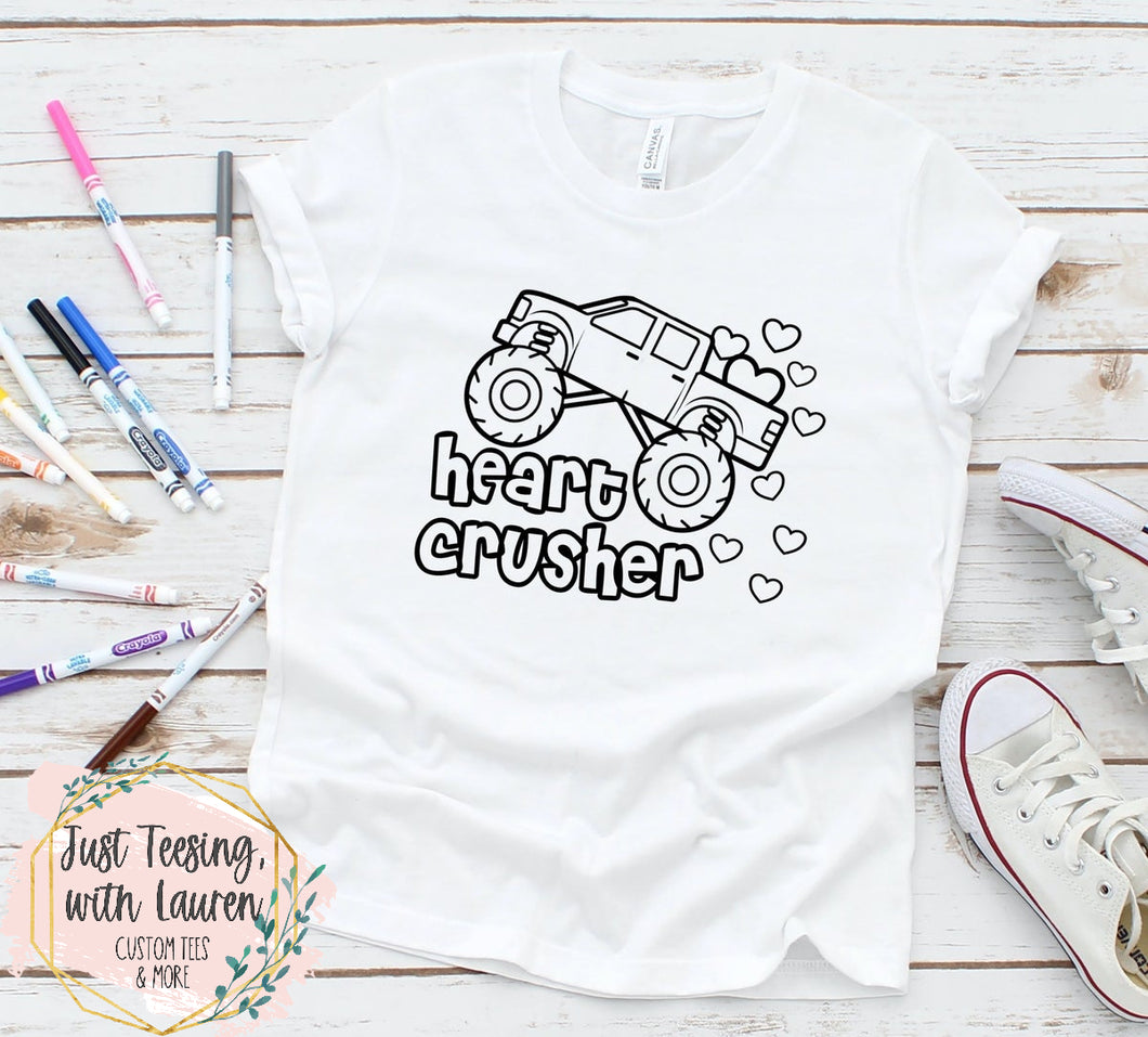 Heart Crusher Coloring Tee- Toddler/Youth (INCLUDES MARKERS!!)