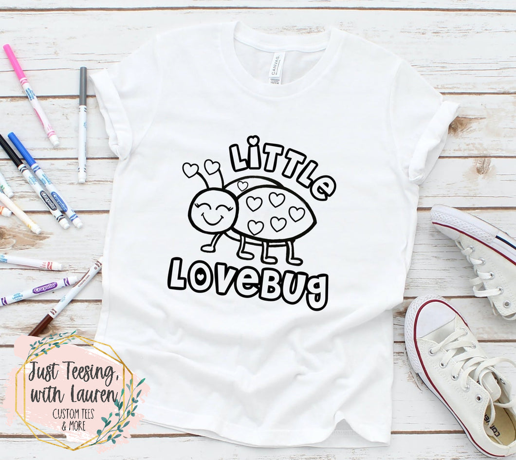 Little Lovebug Coloring Tee- Toddler/Youth (INCLUDES MARKERS!!)