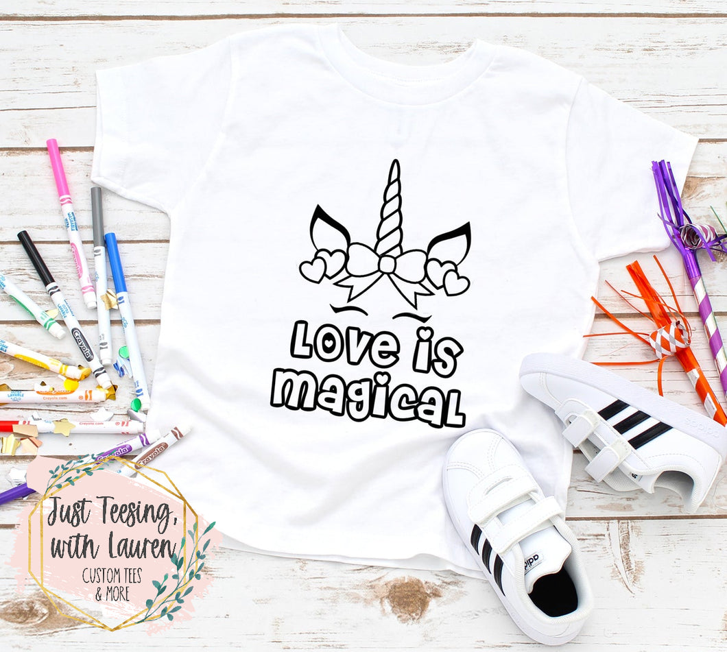 Love Is Magical Coloring Tee- Toddler/Youth (INCLUDES MARKERS!!)