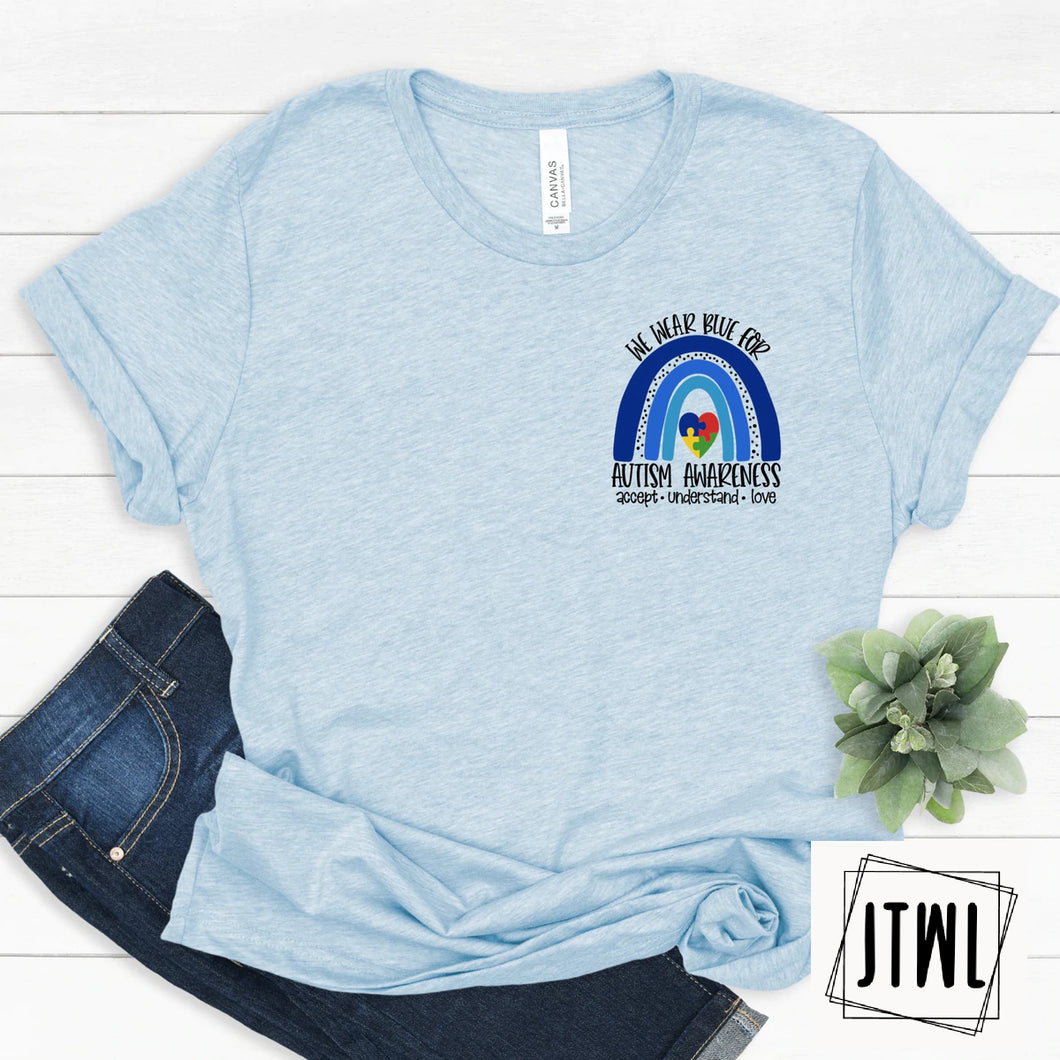 We Wear Blue- Autism Rainbow- Pocket- Adult