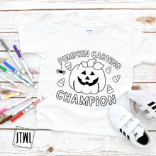 Load image into Gallery viewer, Pumpkin Carving Champion Coloring Tee- Toddler/Youth
