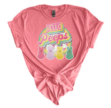 Load image into Gallery viewer, Hello Peeps- Adult  (choose your favorite color tee)
