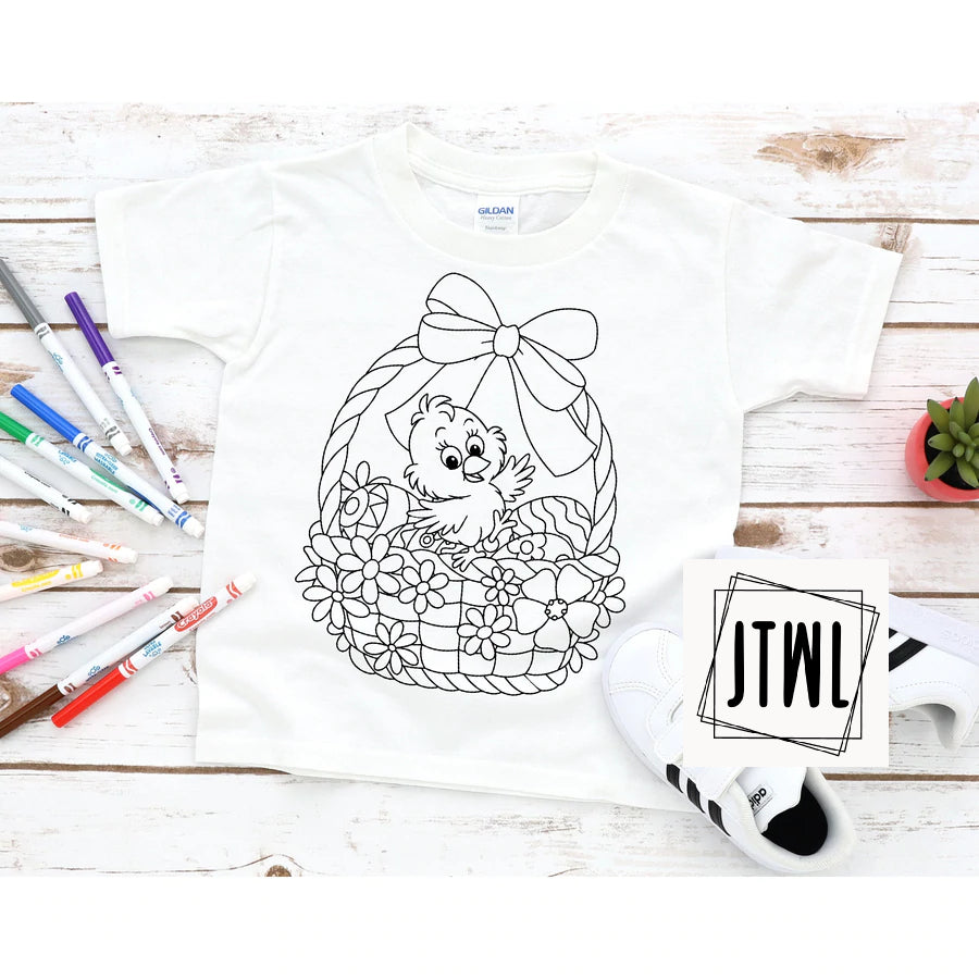 Easter Basket Coloring Tee- Toddler/ Youth; Perfect For Easter Baskets!