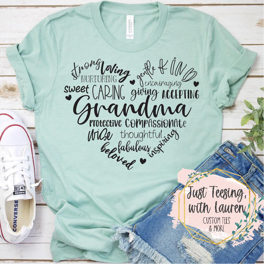 Grandma Word Art Heart- Adult