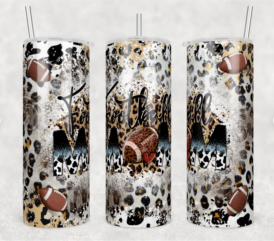 Football Mom Leopard Print 20 oz Tumbler