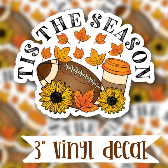Tis The Season Football Vinyl Sticker Decal