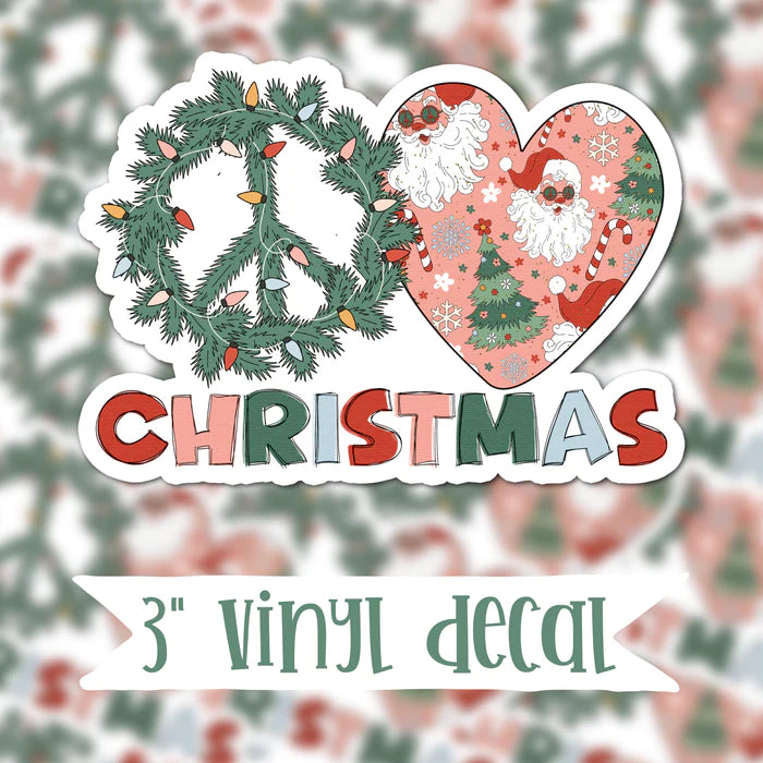 Peace Love Christmas Vinyl Sticker Decal