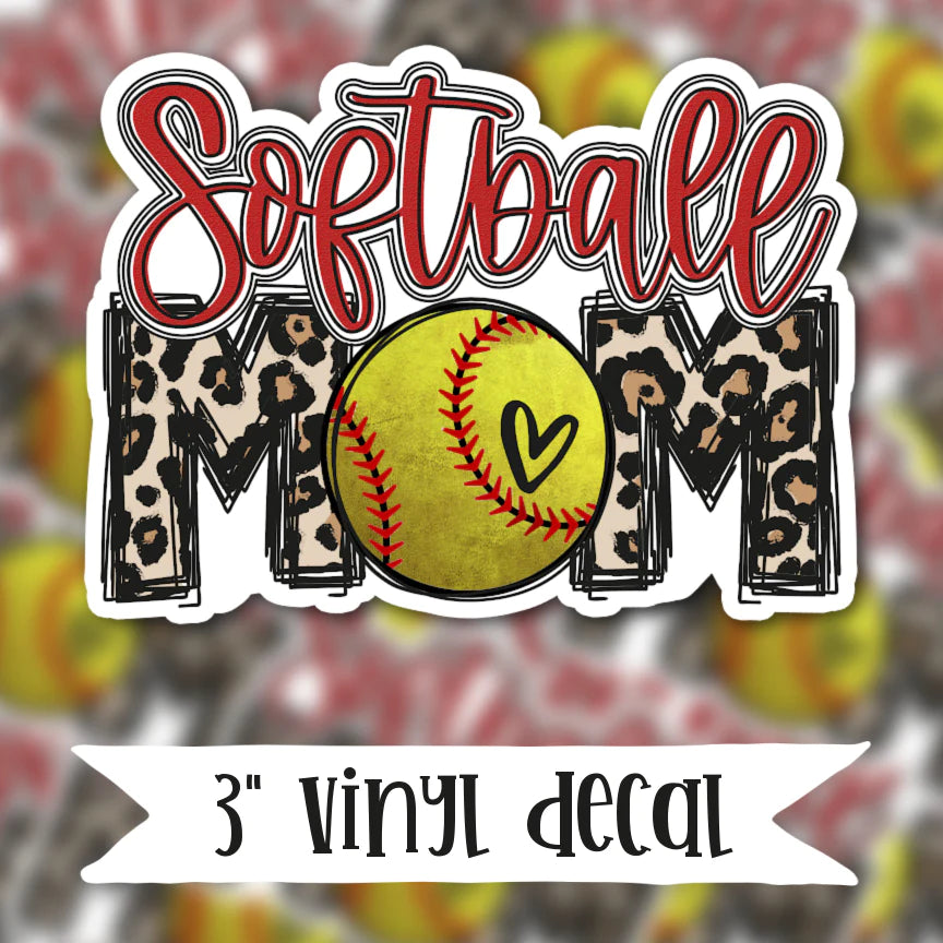 Softball Mom Vinyl Sticker Decal