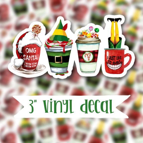 Elf Coffee Vinyl Sticker Decal