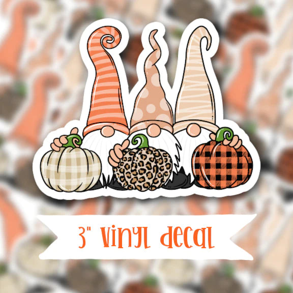 Fall Gnomes Vinyl Sticker Decal