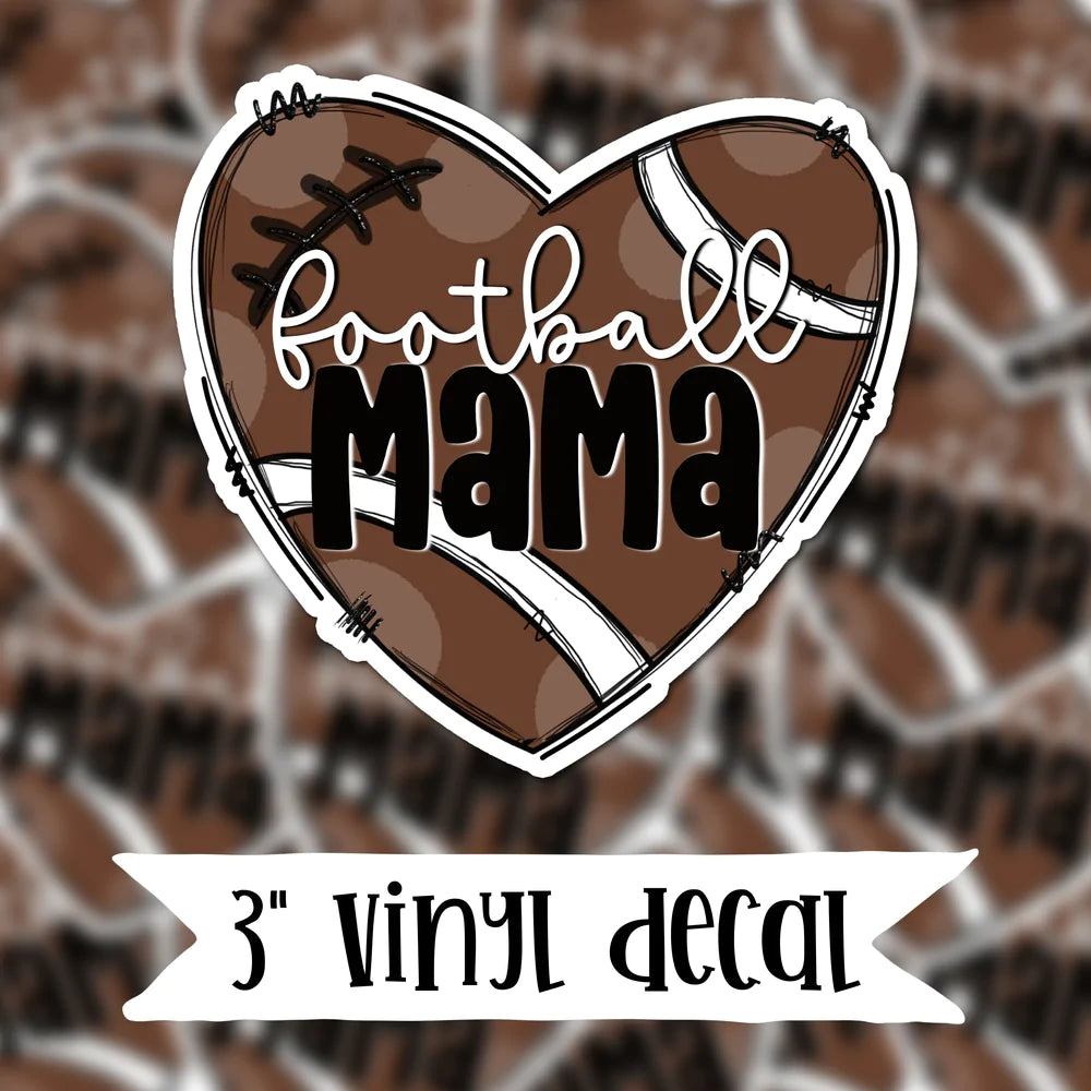 Football Mama Heart Vinyl Sticker Decal