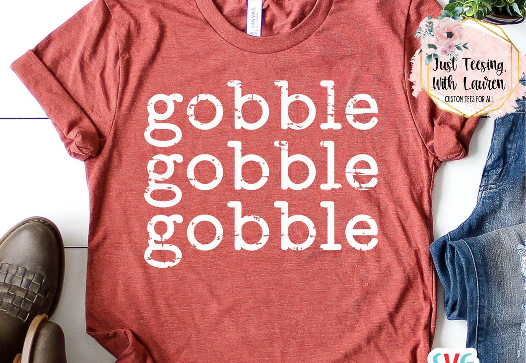 Gobble Gobble Gobble- Orange Print- Adult